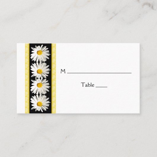 Shasta Daisy Black Gold Mariage Place Cartes (Devant)