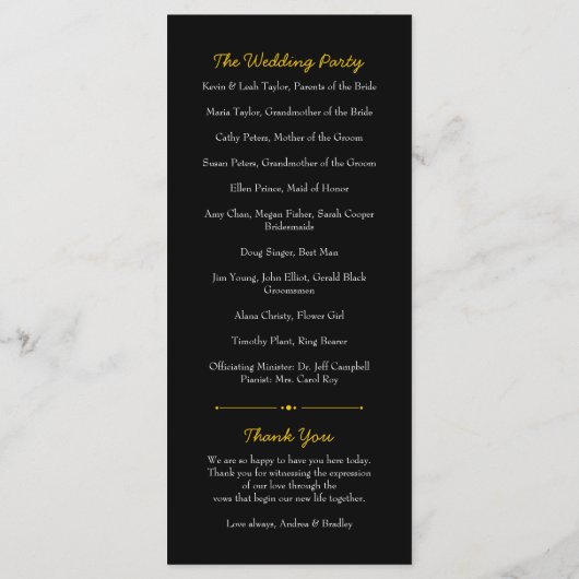 Shasta Daisy Bloem Geel Zwart Trouwprogramma Programma (Achterkant)