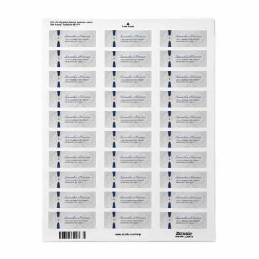 Shasta Daisy Navy Blue Ribbon Adres label (Full Sheet)
