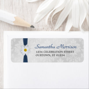 Shasta Daisy Navy Blue Ribbon Étiquette de adresse