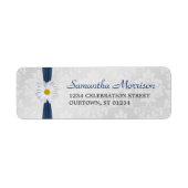 Shasta Daisy Navy Blue Ribbon Étiquette de adresse (Devant)