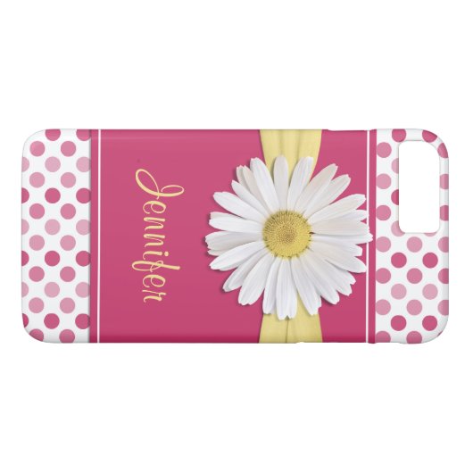 Shasta Daisy Pink Polka Dot iPhone 6 coque (Dos (Horizontal))