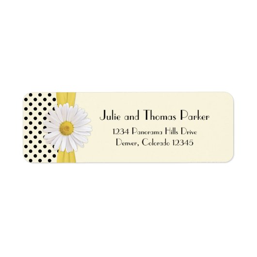 Shasta Daisy Polka Dot Bruiloft Retouradres Etiket (Voorkant)