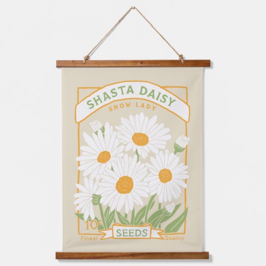 Shasta Daisy Seed Packet Hanging Tapestry Hangend Wandkleed (Voorkant)