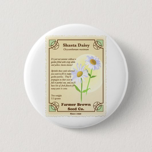 Shasta Daisy Seed Packet Ronde Button 5,7 Cm (Voorkant)