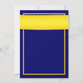 Shasta Daisy Yellow Ribbon Navy Wedding Invitation Kaart (Achterkant)