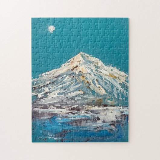 Shasta Moon Abstract Mountain Lake en Moon Legpuzzel (Verticaal)