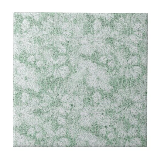 Shattered Daisy Textured in Soft Mint Green Tegeltje (Voorkant)
