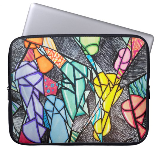 Shattered Light: Geïnspireerd Abstract Laptop Sleeve (Voorkant)