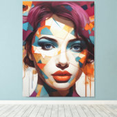 Shattered Visions: Abstract Femme Portrait Canvas Afdruk (Insitu (Houten vloer))