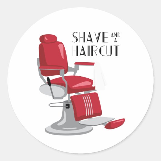 Shave & Haircut Ronde Sticker (Voorkant)