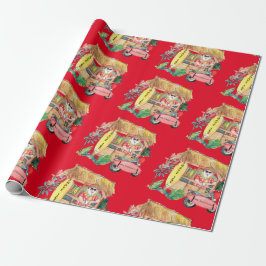 Shave Ice Hawaiian Santa Claus Wrapping Paper Cadeaupapier