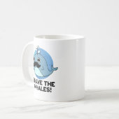 Shave the Whales Funny Animal Pun Koffiemok (Voorkant links)