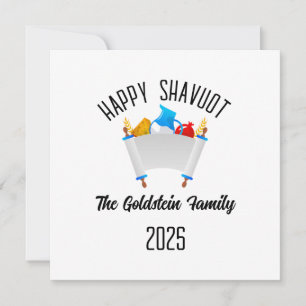 Shavuot Joodse vakantie Gepersonaliseerde familien Feestdagenkaart