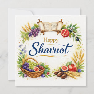 Shavuot Kaart, Aquarel, Fruit, Torahrol, Kunst