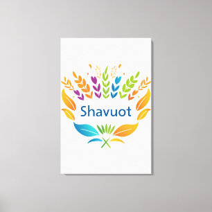 Shavuot - Shavuot Symbool met Kleurrijke Tarwe Canvas Afdruk