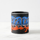 Shawn prénom nom Graffiti bleu orange tasse (Centre)