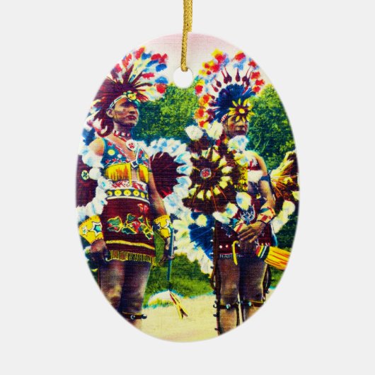 Shawnee Indian War Dancers, Oklahoma Keramisch Ornament (Voorkant)