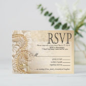 Shayla Pearls en Lace RSVP-2 | eggshell RSVP Kaartje (Staand voorkant)