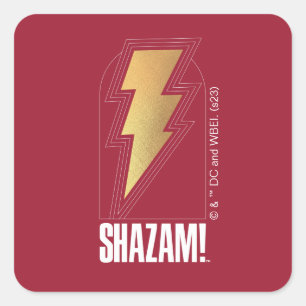 SHAZAM! Furie van de Goden   Lightning Bolt Badge Vierkante Sticker
