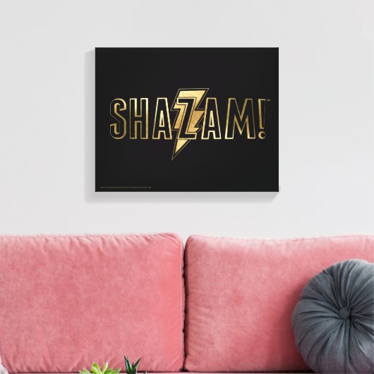 SHAZAM! | Goud Logo Canvas Afdruk (Insitu (Woonkamer))