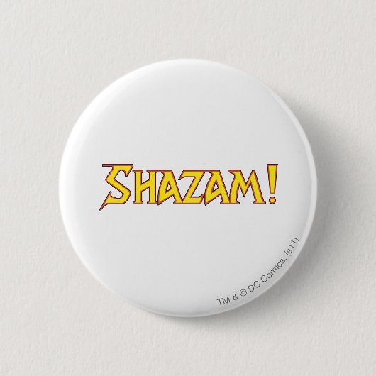 Shazam Logo Geel/Rood Ronde Button 5,7 Cm (Voorkant)