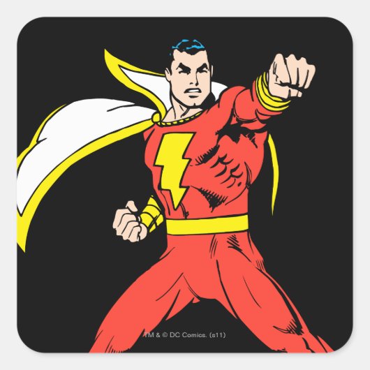 Shazam Ready to Fight Vierkante Sticker (Voorkant)