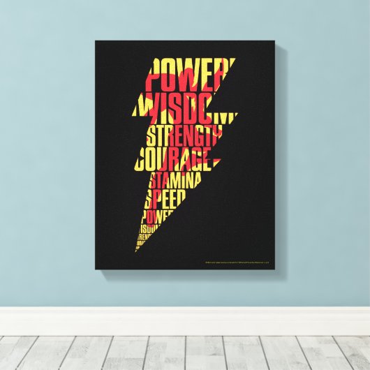 SHAZAM! | Shazam Abilities Lightning Graphic Canvas Afdruk (Insitu (Houten vloer))