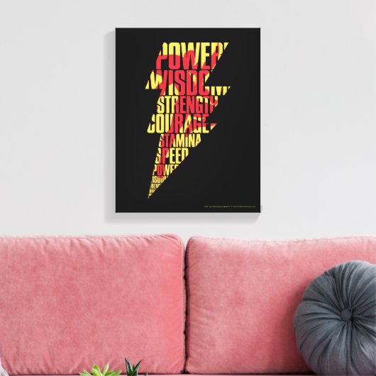 SHAZAM! | Shazam Abilities Lightning Graphic Canvas Afdruk (Insitu (Woonkamer))