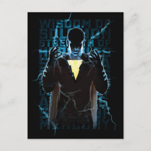 SHAZAM!   Shazam & Abilities Lightning Typografie Briefkaart