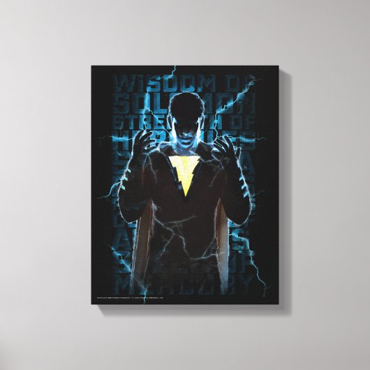 SHAZAM! | Shazam & Abilities Lightning Typografie Canvas Afdruk (Voorkant)