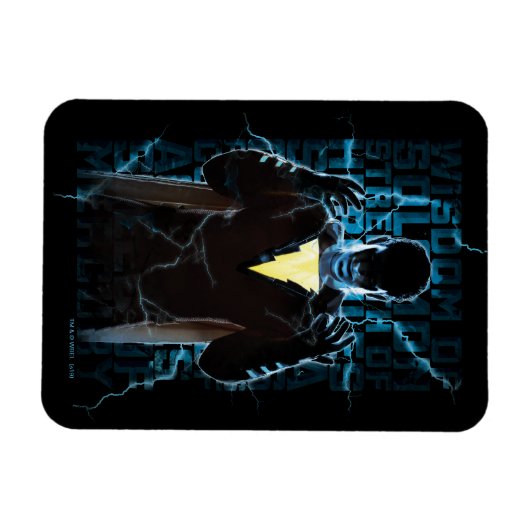 SHAZAM! | Shazam & Abilities Lightning Typografie Magneet (Horizontaal)