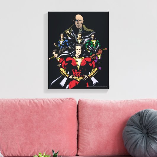 SHAZAM! | Shazam Family Vs. Dr. Sivana Canvas Afdruk (Insitu (Woonkamer))