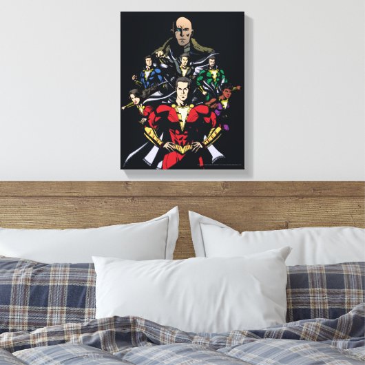 SHAZAM! | Shazam Family Vs. Dr. Sivana Canvas Afdruk (Insitu (Slaapkamer))