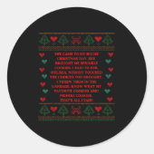 She Brought Me Sprinkle Cookies Ugly Christmas Swe Ronde Sticker (Voorkant)