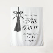 She Did It Black Bow Graduation Party Wandkleed (Voorkant)