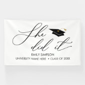 She did it GRAD banner backdrop graduation (Horizontaal)