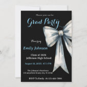She did it Graduation invitation Photo Blue Bow  (Devant)