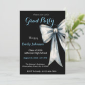 She did it Graduation invitation Photo Blue Bow  (Debout devant)
