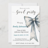 She did it Graduation invitation Photo Blue Bow  (Devant)