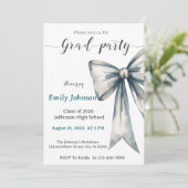 She did it Graduation invitation Photo Blue Bow  (Debout devant)