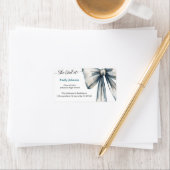 She did it Graduation invitation Photo Blue Bow Etiket (Insitu)