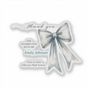 She did it Graduation invitation Photo Blue Bow Sticker (Voorkant)