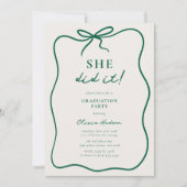 She Did It! Graduation Party Kaart (Voorkant)