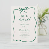 She Did It! Graduation Party Kaart (Staand voorkant)