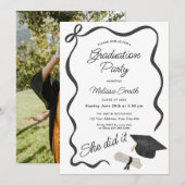 She Did It Graduation Party Photo Kaart (Voorkant / Achterkant)