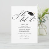 She did it modern Graduation invitation Kaart (Staand voorkant)