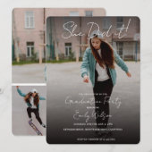 She Did It Modern Photo Graduation Party Invite (Voorkant / Achterkant)