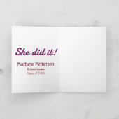 She did it simple black classy modern graduation kaart (Binnen)