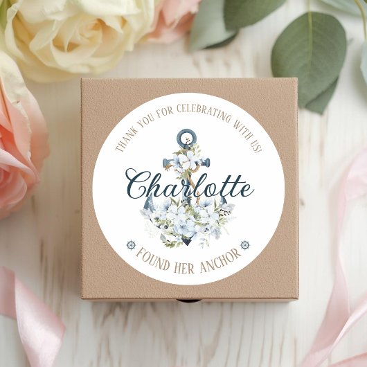 She Found Her Anchor Nautical Bridal Shower Ronde Sticker